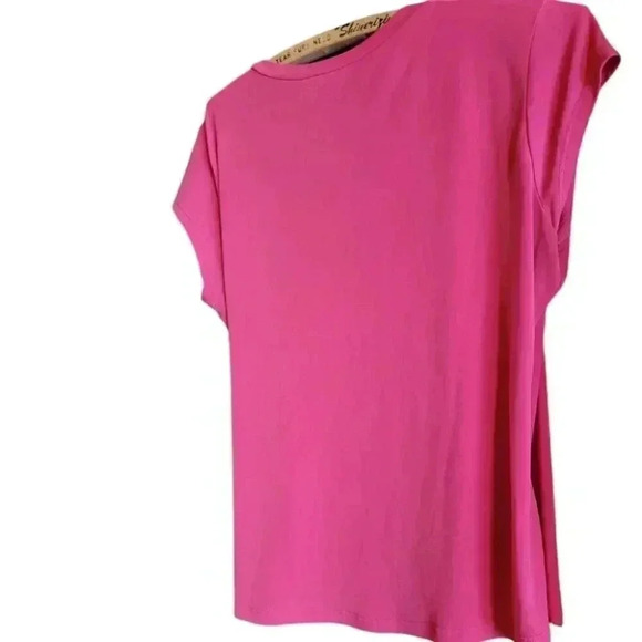 Womans Pretty Pink/Orange Draped Top with  Cap Sleeves - Picture 2 of 6